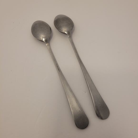 Present 1776 Stainless Center Ridge Satin Iced Tea Spoon Set Of 2 Korea - Picture 2 of 8